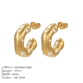 Orecchini a cerchio a C in acciaio inossidabile placcato oro 18 carati con cristalli - Stile Forma C Spesso Strass (TE19103)