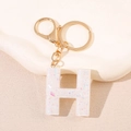 Porte-clés lettre H en résine avec paillettes irisées et accessoires en métal doré - Lettre H
