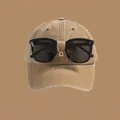 Khaki brown pilot baseball cap with integrated sunglasses in street style - Adult M (56-58cm) / Built-in Sunglasses Style / Khaki