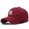 Casquette de baseball en coton rouge lie-de-vin avec broderie lettre R blanc cassé - Bordeaux