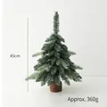 Mini 45cm künstlicher Weihnachtsbaum mit blaugrünen PE-Nadeln und echtem Holzfuß - 45cm PE Mischkiefer Baum (360g)