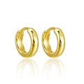 Classic minimalist S925 sterling silver huggie earrings with a polished gold finish - ID 9mm OD 12mm / Gold