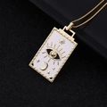 Collana tarocchi dorata con ciondolo rettangolare smaltato bianco e motivi di stelle - 04-Occhio Luna Stella Bianco
