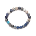 Macro detail of eight planets natural stone bracelet with assorted colorful round beads - Earth