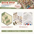 DIY 3D mini bookstore scene sticker kit with PET transparent stickers and cardstock - Yuxian 1.0 Bookstore