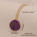 Creative purple seashell and golden chain stainless steel necklace for beach vacations - 2# Shell Style
