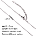 Polished silver stainless steel snake chain necklace 1.3mm width with lobster clasp - Round Snake Chain / Silver