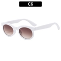 Gafas de sol ovaladas retro con montura blanca brillante y lentes degradadas, C6 - Montura Blanca Lentes de Té Degradados
