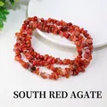 Natural Southern Red Agate beaded bracelet with irregular raw stone chips and warm red tones - Southern Red Agate (Circumference Approx. 80cm)