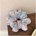 Coletero de tela floral con patrones de flores azules y rosas y ribete azul claro - Floral Grande/Borde Azul Claro / Floral Azul-Rosa
