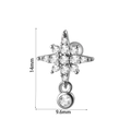 Silver star-shaped stud earring with clear zircon stones and drop pendant 14mm height - #1 Starburst Pendant