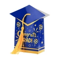 Navy blue graduation cap candy box with yellow tassel and Congrats GRAD text - Blue