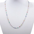 Colorful enamel bead stainless steel necklace on display stand for women - 40+5cm / Silver + Colorful 1