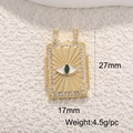 Golden tarot style rectangle pendant with evil eye motif and 27mm height dimensions - White Evil Eye