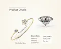 925 silver gold-plated flower bangle with D-VVS1 moissanite stones and 17cm circumference - 1.06 Carat / Gold-Small Flower Bangle