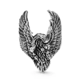 Vintage silver eagle ring for men with detailed feather texture in hip hop style - US 8 / Steel Color Eagle