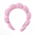 Plush pink sponge headband for skincare and washing face with trendy braided design - Pink Thickened Headband (Terry Cloth)