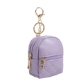Mini mochila llavero de cuero PU morado acolchado con cremalleras en color dorado - Morado