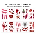 Set of 10 Halloween scar tattoos with bloody wounds and spider webs for horror makeup - Stitched Wound Set (B031-040)