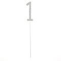Sparkling silver number 1 cake topper with rhinestone inlay for birthday party - Number 1 / Silver