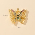 Detailed view of gold butterfly pendant with colorful zircons and size dimensions - L-Gem Butterfly (2.5x3cm)