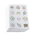 Floral Thank You stickers set with multi-colored botanical designs on round labels - Mixed Hand-painted Floral / 12pcs