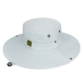 Light grey wide brim outdoor sun hat with mesh vents and adjustable chin strap - Adjustable / Light Gray