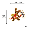 Christmas reindeer embroidery patch with N-POLE sign and green scarf, 7.7x6.3cm size - 7.7x6.3cm / 11185-North Pole Reindeer