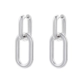 Close-up of interlocking silver geometric link earrings with a high-polished finish - VE1025 Silver Color Linked Rings