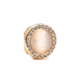 Golden 10mm mesh bracelet charm with shimmering champagne opal and sparkling rhinestones - Gold Pave Opal