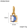 Macro detail of a square gold pendant with a blue gemstone and precise dimensions - Blue Zircon Pendant