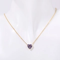 Titanium steel gold necklace featuring a heart-shaped purple amethyst birthstone pendant - June