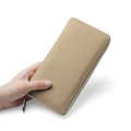Classic beige leather long zipper wallet for women with high-quality litchi grain texture - 20*10*2.5CM / Elegant Apricot