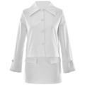 Completo bianco due pezzi con cardigan corto a maniche lunghe e minigonna abbinata - S / Bianco