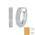 Silver S925 moissanite hoop earrings with GRA certificate in a polished diamond finish - E13701 Moissanite 0.9mm*472pcs with GRA Certificate