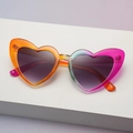 Fashionable heart-shaped sunglasses with a vibrant multi-color gradient frame and purple lenses - Rainbow Frame Gradient Grey Lens