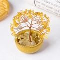 Yellow crystal money tree in a yellow ceramic pot with copper wire and gold foil - Citrine Raw Stone (Yellow Cup)