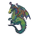 Vibrant dragon-shaped wooden jigsaw puzzle with colorful mandala patterns for adults - S / Dragon - Plastic Box