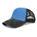 Blau-graue Baseballkappe aus gewaschener Baumwolle mit schwarzem Mesh für Damen und Herren - Königsblau