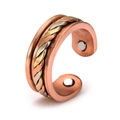 Adjustable magnetic therapy ring with tri-color braided copper metal wire design - CR037 Ring