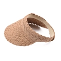 Women's summer straw sun visor with wide brim and sweatband for outdoor beach travel - Natural Wood Color
