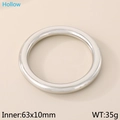 Polished silver hollow tube stainless steel bangle with 63x10mm inner diameter - Inner 63xWidth 10mm / Silver