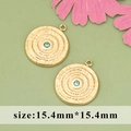 Goldene geometrische Anhänger mit blauen Steinen für DIY-Schmuckherstellung 15,4mm - Anhänger mit konzentrischem Kreis und blauem Edelstein