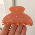 Grande pince à cheveux en acétate orange pêche ornée de strass brillants élégants - Style Zircone / Orange