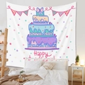 Bohemian birthday tapestry featuring a multi-layered cake and colorful hand-drawn stars - 4-Tier Macaron (ZJ1011-4)