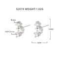 Boucles d'oreilles minimalistes en laiton plaqué or 18k avec zircons AAA+ brillants - Argenté