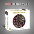 Round 1000-piece puzzle for adults featuring colorful artistic graffiti music theme - Musical Instruments
