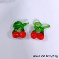 Paire de pendentifs cerise en verre pour bijoux DIY, taille 2x1.8cm, poids 2.1g - Cerise