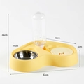Yellow 2-in-1 pet feeder with stainless steel bowl and automatic water bottle - Stainless Steel Style / Creamy Yellow