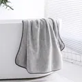 Absorbent grey bamboo charcoal fiber bath towel with premium star pattern detail - Gypsophila Grey